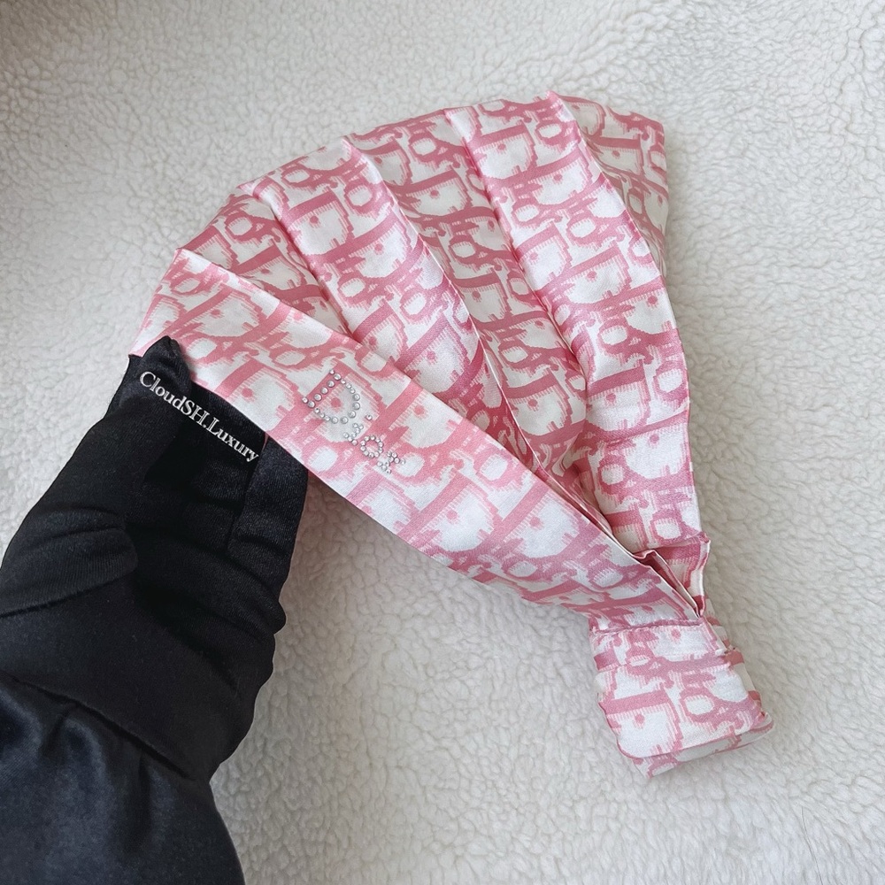 Auth Dior Pink Oblique Silk Headband - Vintage